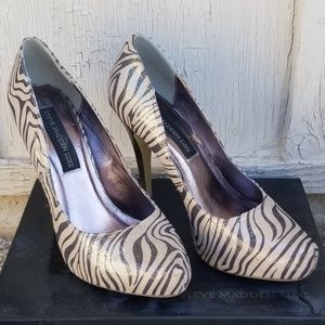 Zebra Heels - Cream/Gold